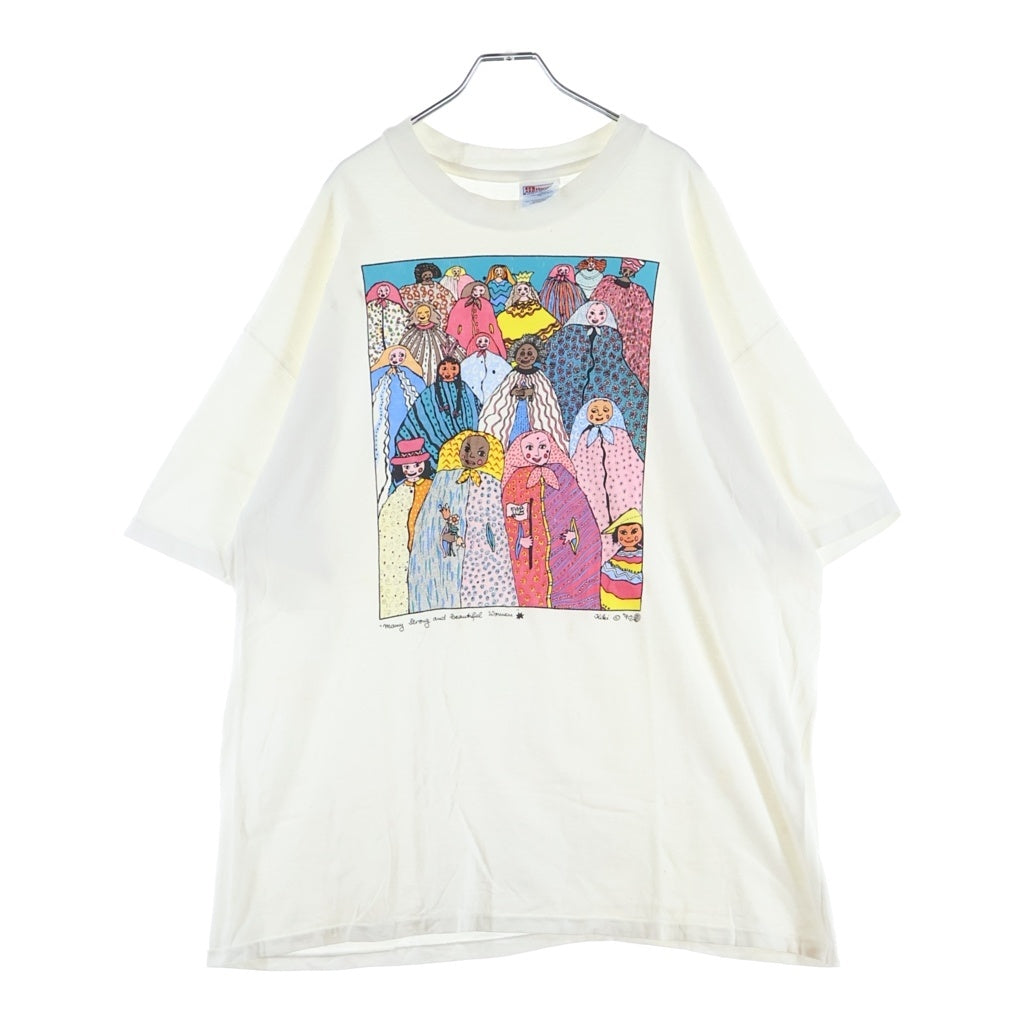 VINTAGE(ヴィンテージ) 90S キキ スアレス アート プリント 半袖 Tシャツ カットソー ホワイト