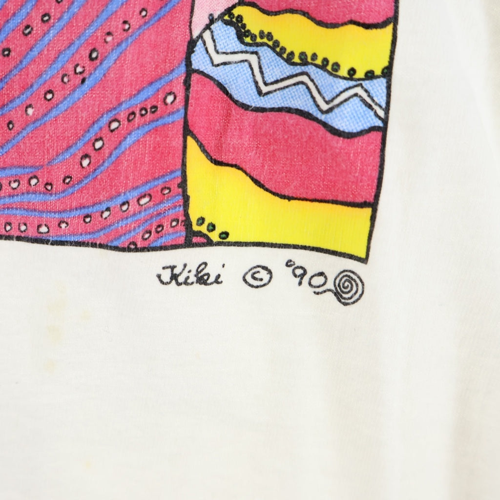VINTAGE(ヴィンテージ) 90S キキ スアレス アート プリント 半袖 Tシャツ カットソー ホワイト