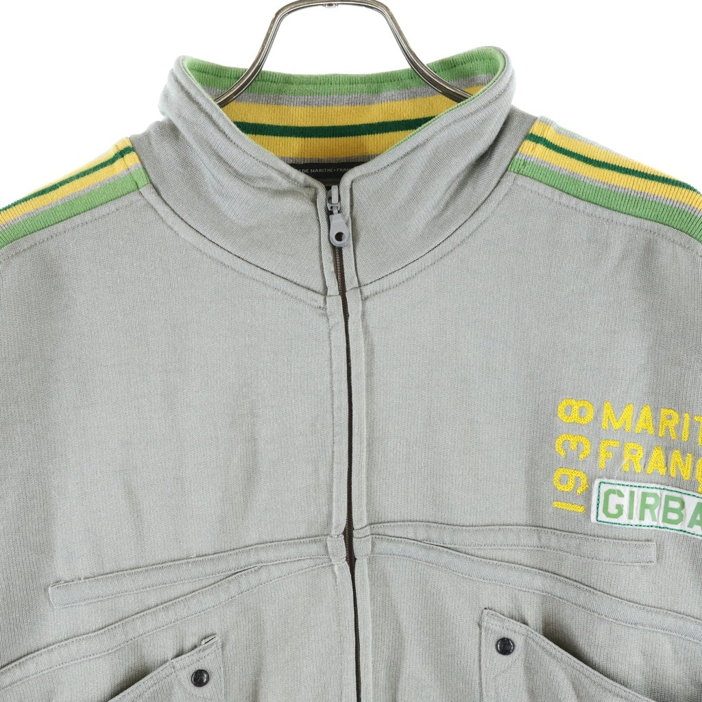 NO BRAND(ノーブランド) MARITHE + FRANCOIS GIRBAUD 90S ロゴ エンブロイド ジップ アップ トラック ジャケット グレー