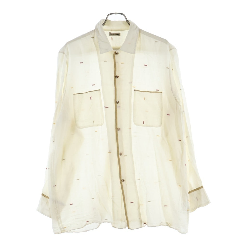 NO BRAND(ノーブランド) MAATEE&SONS OP JAMDANI ステッチ デザイン オープン カラー シャツ アイボリー MT5103-0611