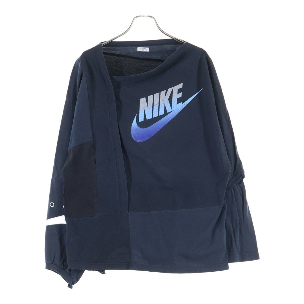 OLD PARK(オールドパーク) ×NIKE 再構築 ロゴ プリント 長袖 Tシャツ カットソー ブラック