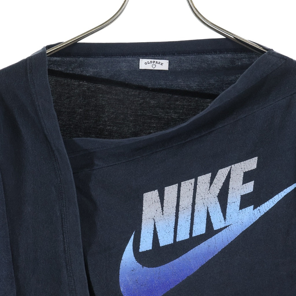 OLD PARK(オールドパーク) ×NIKE 再構築 ロゴ プリント 長袖 Tシャツ カットソー ブラック