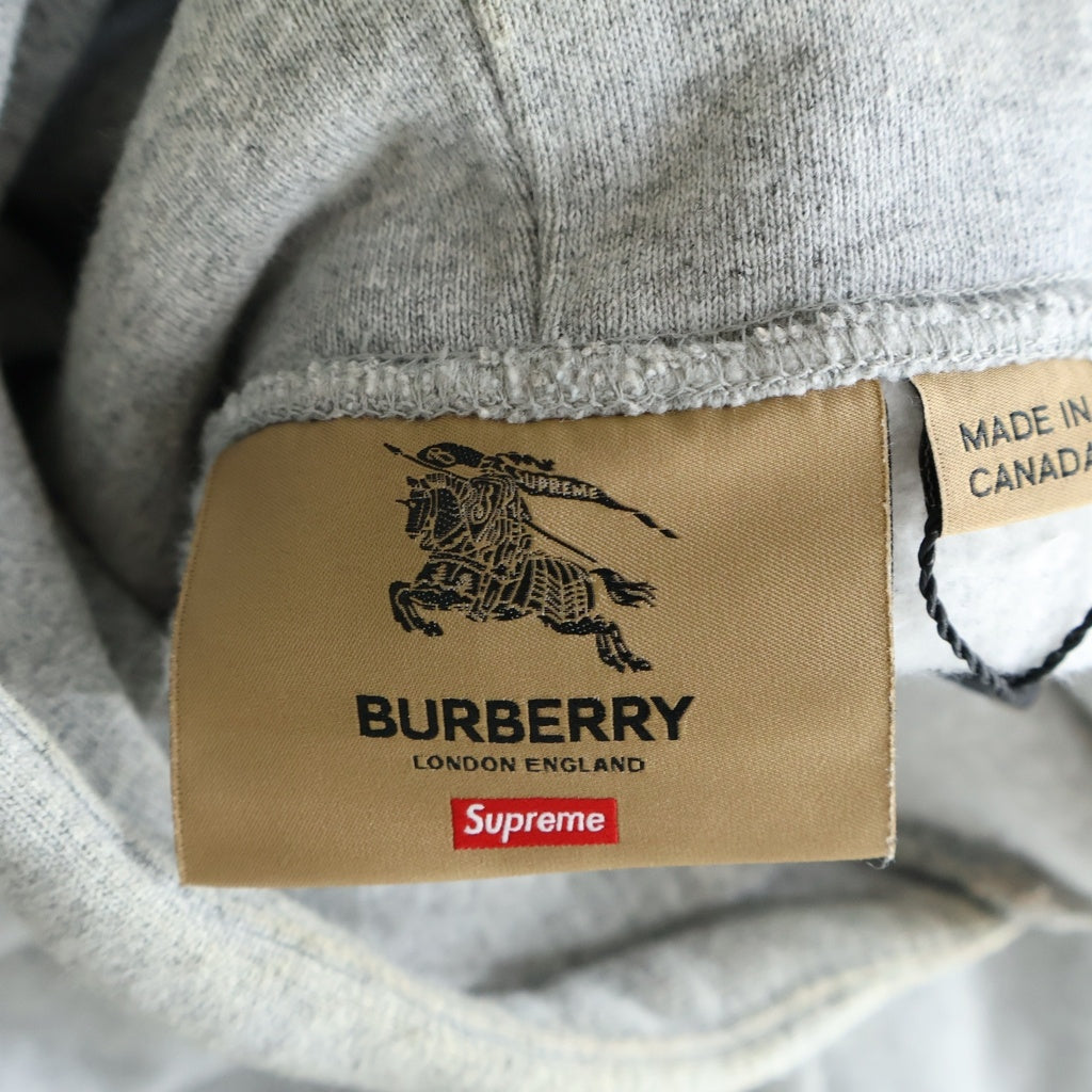 SUPREME(シュプリーム) 22SS ×BURBERRY Box Logo Hooded Sweatshirt バーバリー ボックスロゴ スウェットプルオーバーパーカー フーディー グレー