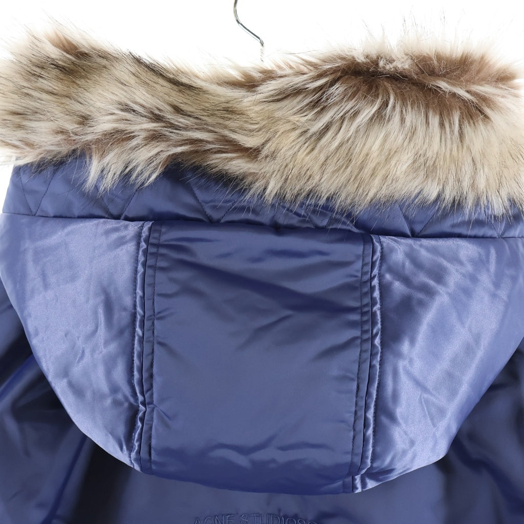 Acne Studios(アクネ ストゥディオズ) 23AW ファー付き フーデットジップアップボンバージャケット ブルゾン ブルー FN-MN-OUTW000962