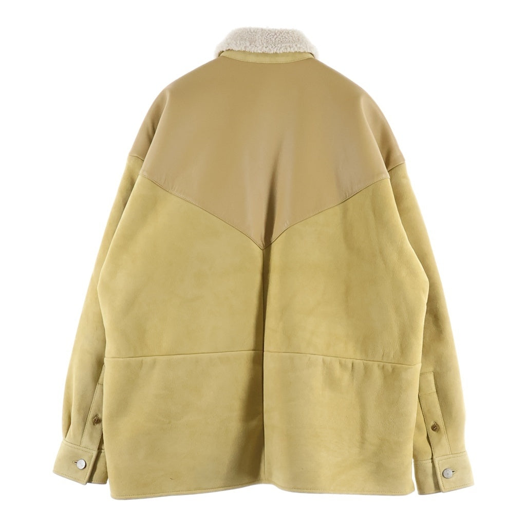 Acne Studios(アクネ ストゥディオズ) Leather Suede Shearling Overshirt スエードラムレザー オバーシャツジャケット イエロー FN-MN-LEAT000191