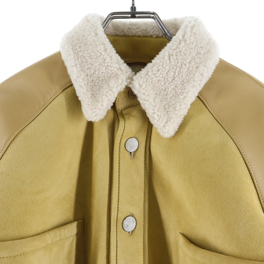 Acne Studios(アクネ ストゥディオズ) Leather Suede Shearling Overshirt スエードラムレザー オバーシャツジャケット イエロー FN-MN-LEAT000191