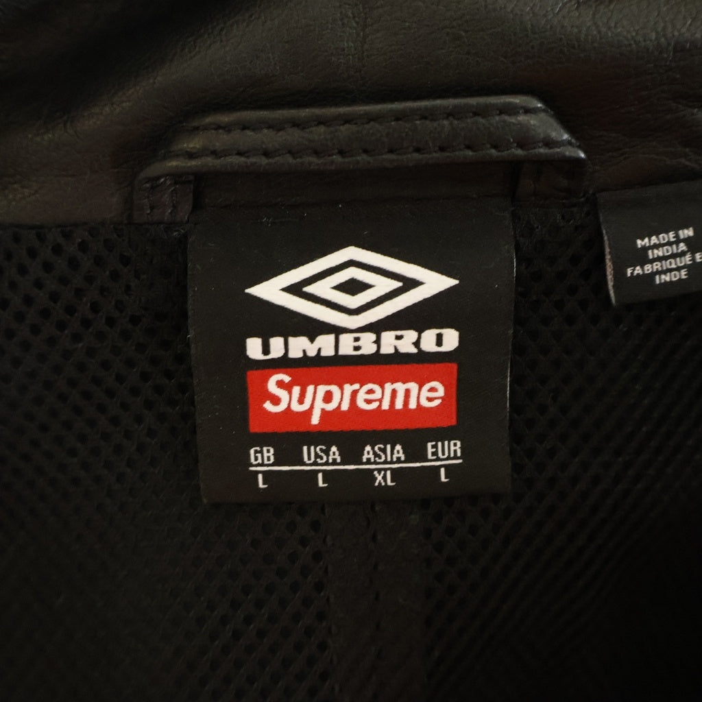 SUPREME(シュプリーム) 25SS ×UMBRO Leather Track Jacket レザー トラック ジップ アップ ジャケット ブラック