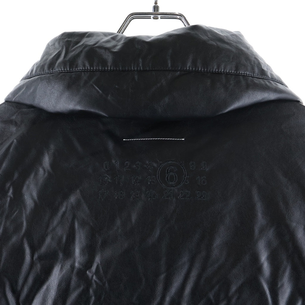 MM6 Maison Margiela(エムエムシックスメゾンマルジェラ) 24AW フェイクレザー ジップアップ ダウンジャケット ブラック S52AM0304