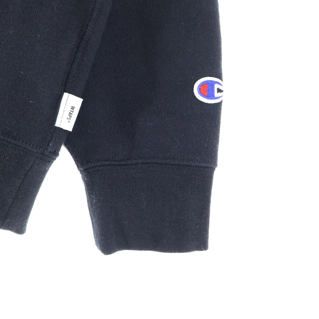 WTAPS(ダブルタップス) 24AW x Champion Academy Hooded チャンピオン アカデミー フーディー スウェット プルオーバーパーカー ブラック 242HBCHD-CSM04S