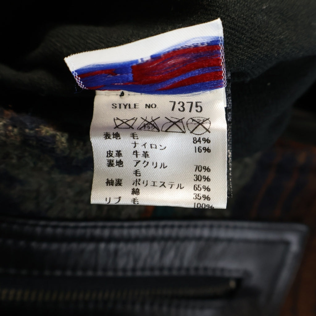 SCHOTT(ショット) Woolrich別注 切り替え ネイティブ柄 スナップ ボタン レザー ジャケット マルチカラー 7375
