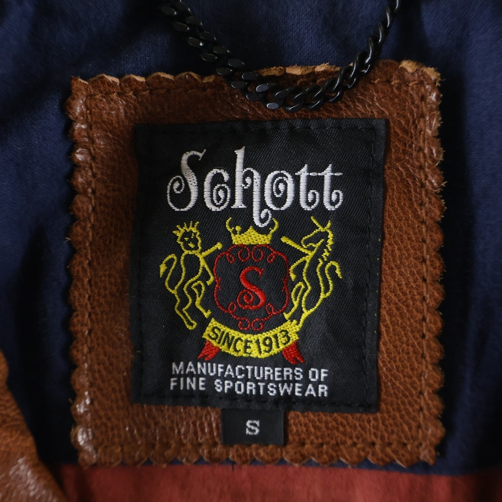 SCHOTT(ショット) LEATHER PADDED RIDERS JACKET ゴートスキン ジップ アップ レザー ライダース ジャケット ブラウン 3151036