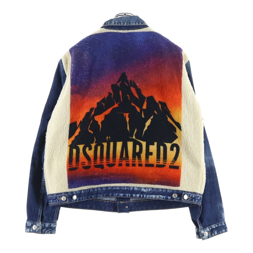DSQUARED2(ディースクエアード) ボア切替 ウォッシュ ドデニム トラッカー ジャケット インディゴ ウォッシュドデニム S74AM0931