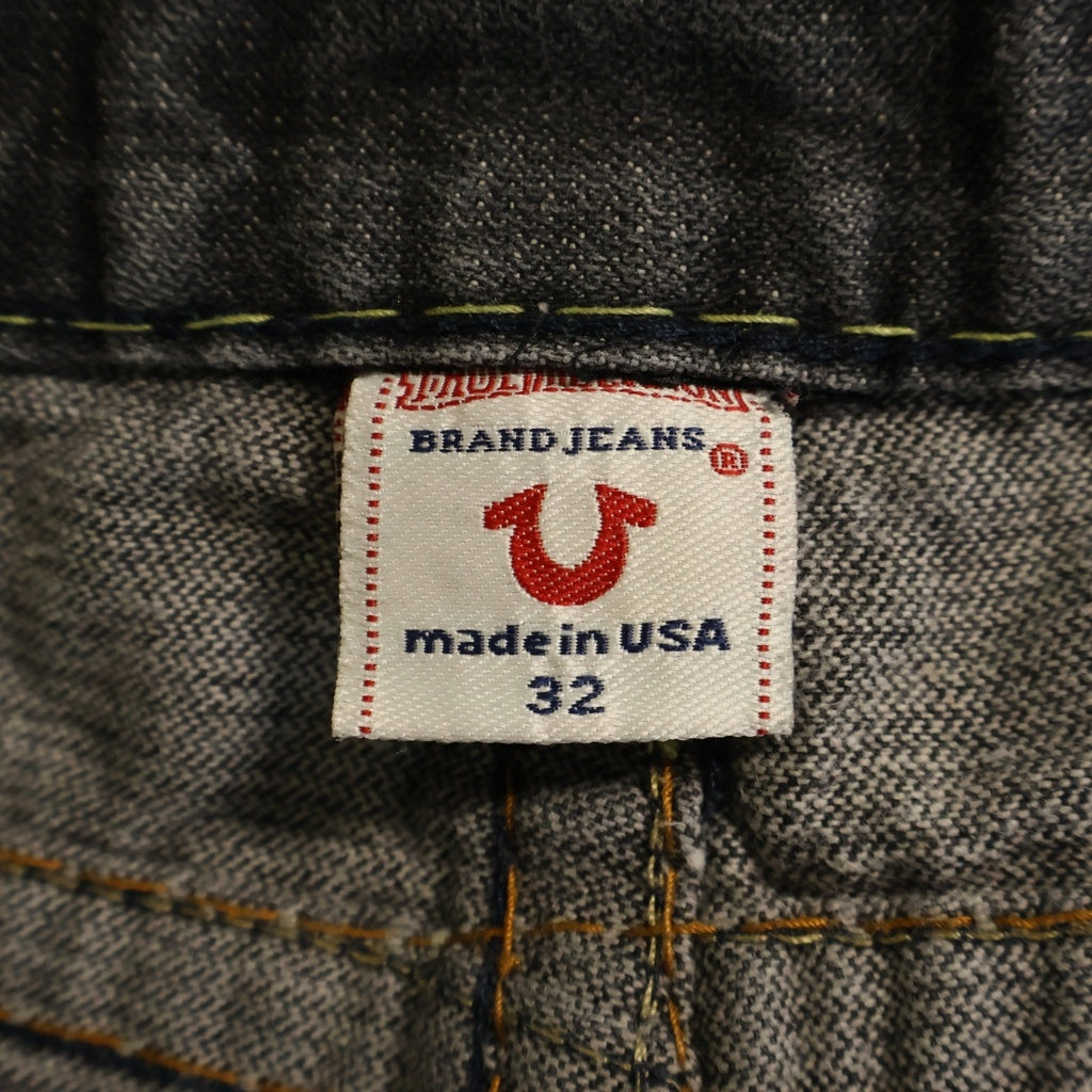 TRUE RELIGION(トゥルーレリジョン) JOEY SUPER T 5P ステッチストレートデニムパンツ ジーンズ ブラック 24-803MYBT