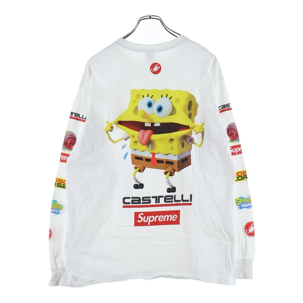 SUPREME(シュプリーム) 25SS x SpongeBob Castelli Racing Tee スポンジボブ カステリ レーシング エルエス クルーネック 長袖Tシャツ ロングスリーブカットソー ホワイト