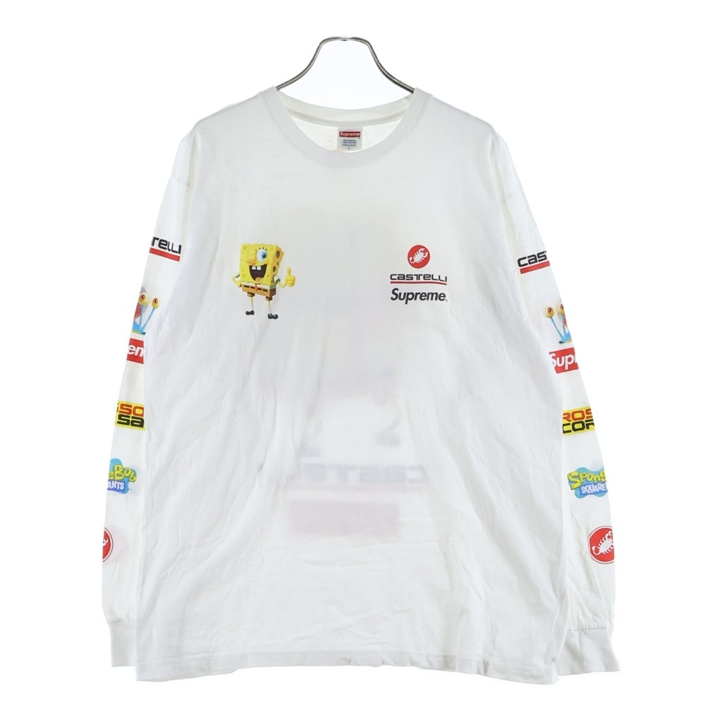 SUPREME(シュプリーム) 25SS x SpongeBob Castelli Racing Tee スポンジボブ カステリ レーシング エルエス クルーネック 長袖Tシャツ ロングスリーブカットソー ホワイト