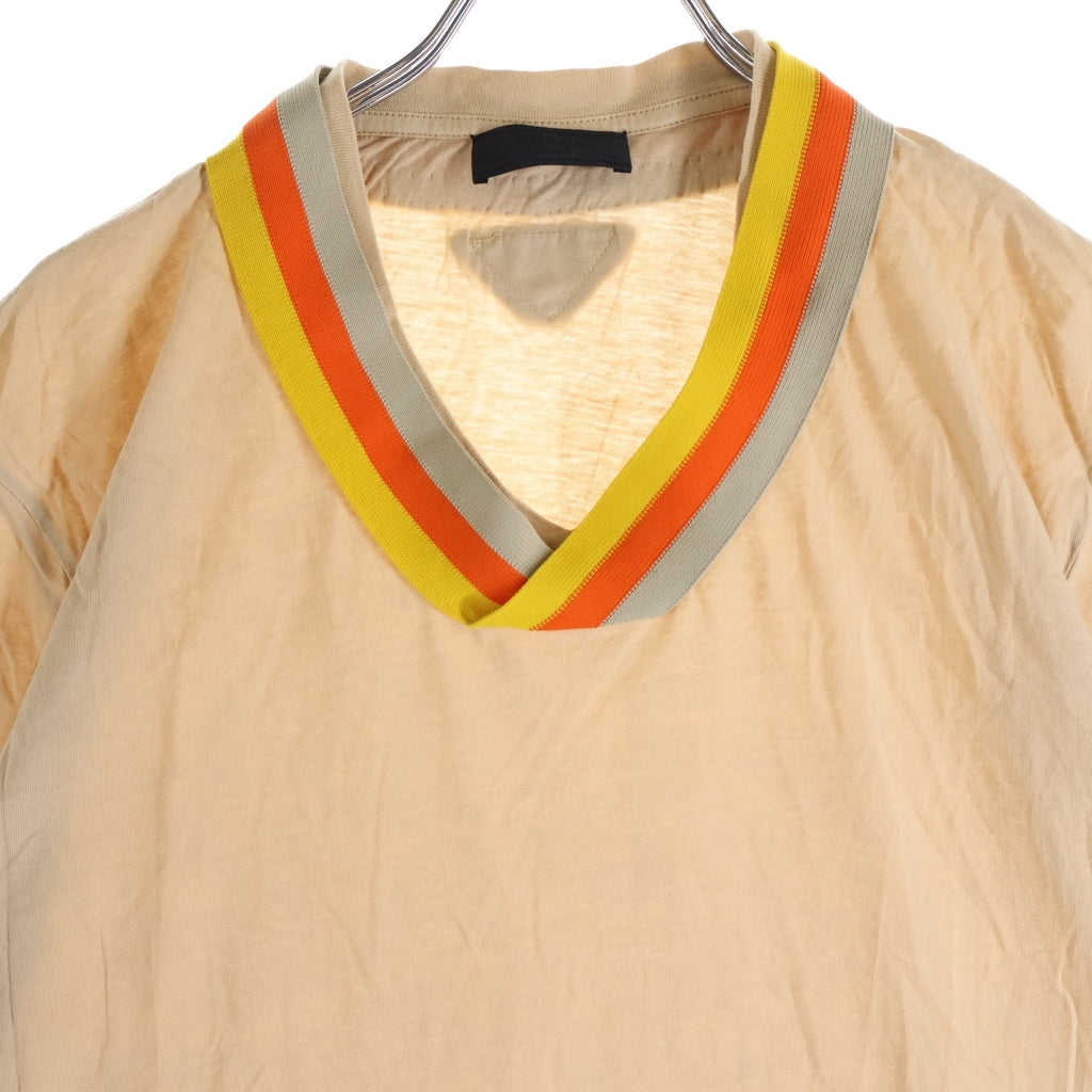 PRADA(プラダ) リブカラー 半袖カットソー Tシャツ ベージュ UJM694 1B39