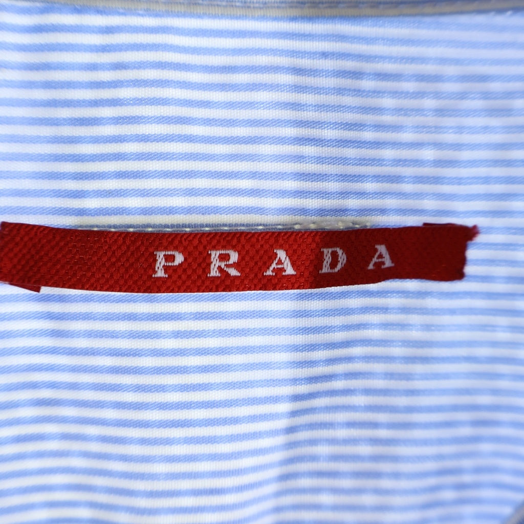 PRADA(プラダ) ストライプ ドット 半袖 シャツ ブルー