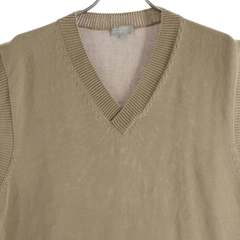 MARGARET HOWELL(マーガレットハウエル) Cotton V neck Knit Vest コットン Vネック ニット ベスト ブラウン 579-3160004