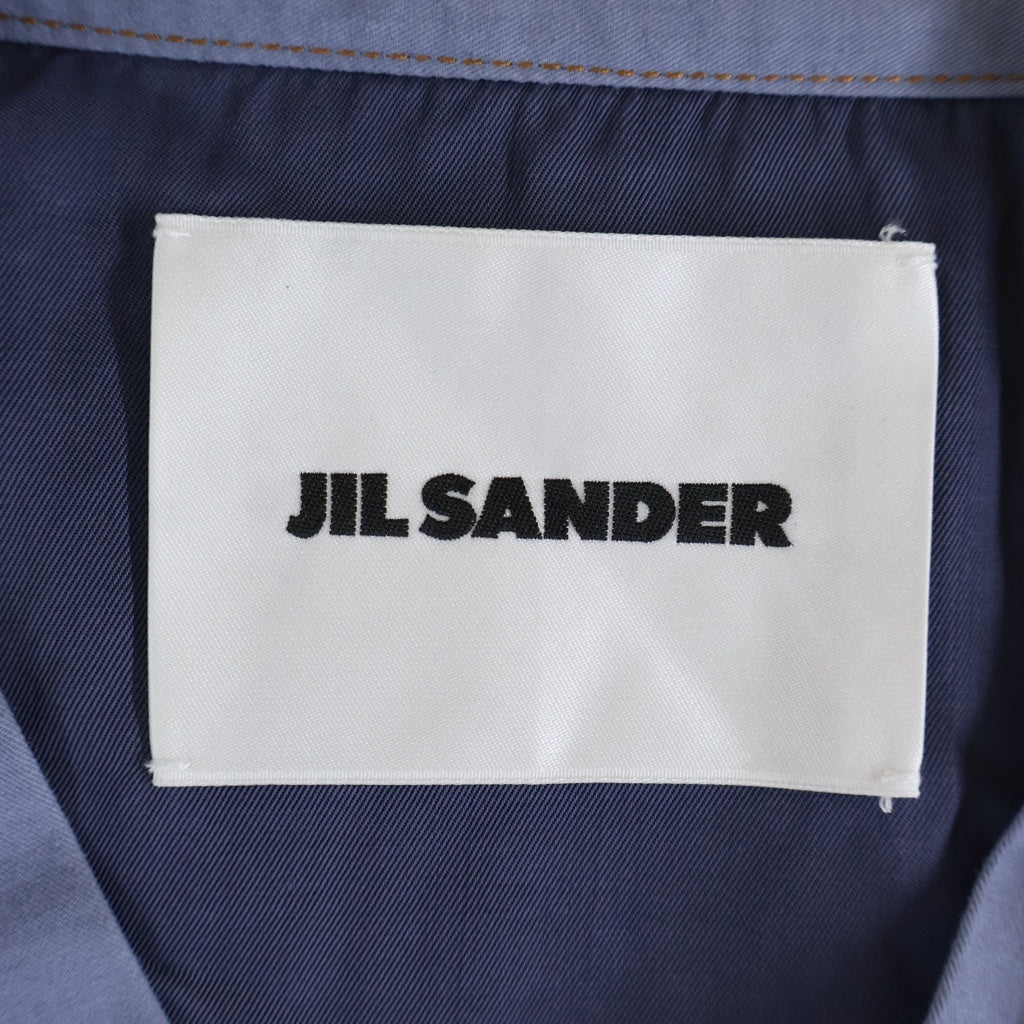 JIL SANDER(ジルサンダー) コントラストステッチ プルオーバー 半袖シャツ ブルー JSMS420618