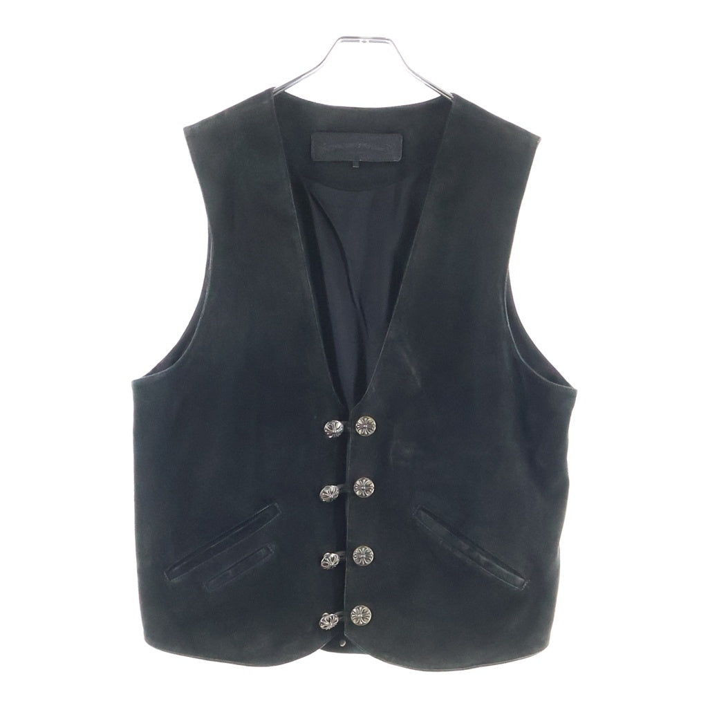 CHROME HEARTS(クロムハーツ) 8B L LNG BCK SUEDE 8 クロスボール ボタン スエードレザー ベスト ブラック