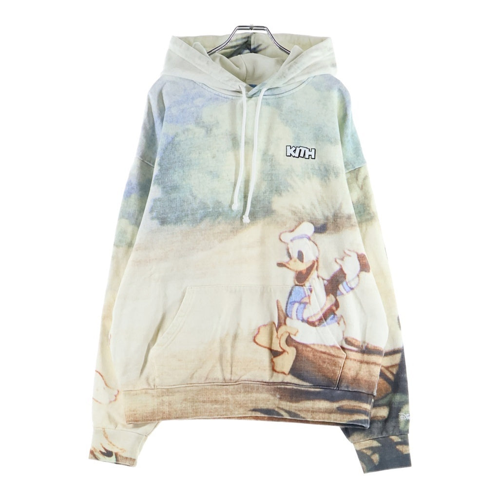 KITH(キス) ×Disney For Donald Duck Hawaiian Vintage Nelson Hoodie ×ディズニー フォア ドナルドダック ハワイアン ヴィンテージ ネルソン フーディー ホワイト KHM033133