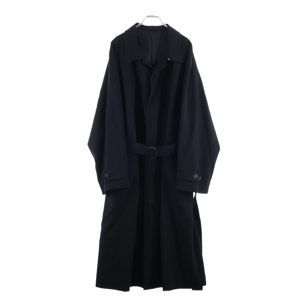 Y's for men(ワイズフォーメン) 92AW ウール ギャバジン ロング ステンカラーコート ブラック MS-C04-100