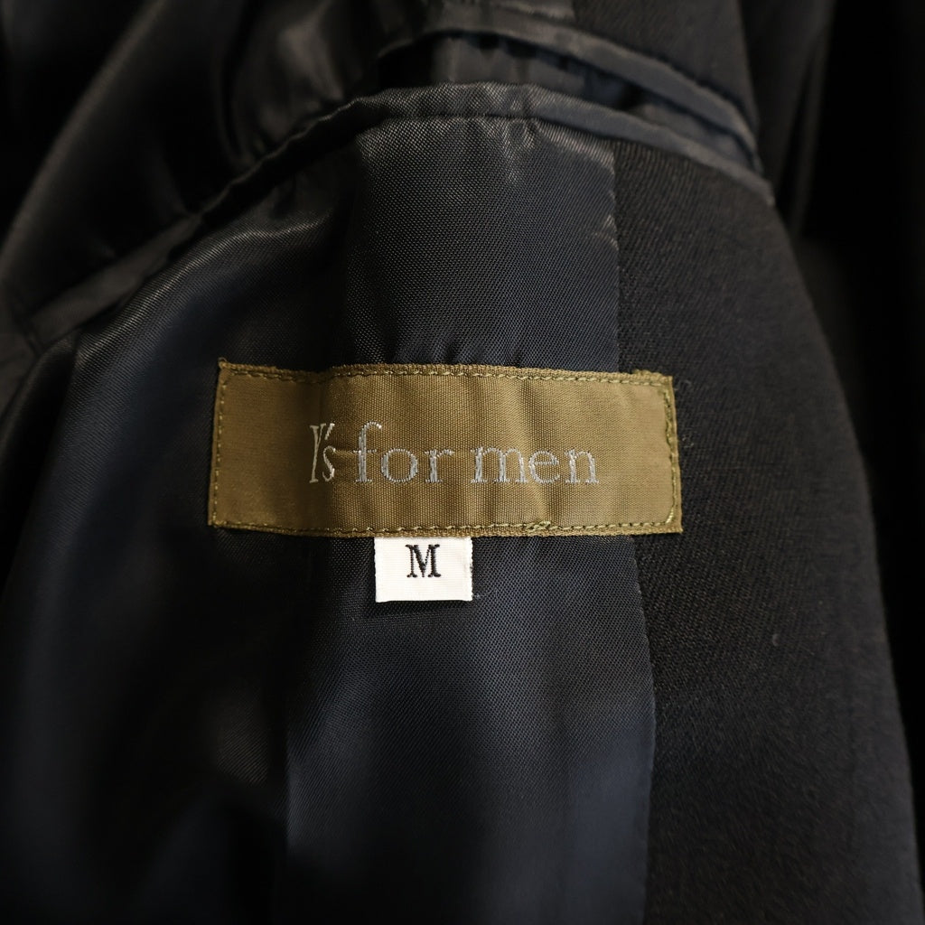 Y's for men(ワイズフォーメン) 92AW ウール ギャバジン ロング ステンカラーコート ブラック MS-C04-100