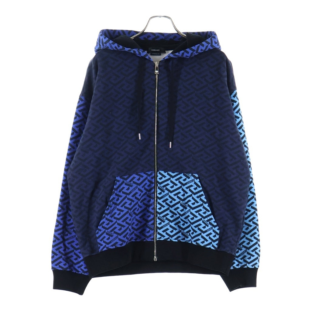 GIANNI VERSACE(ジャンニ ヴェルサーチ) La Greca ラ グレカ ジップアップ スウェット フーディ パーカーブルー 1004028