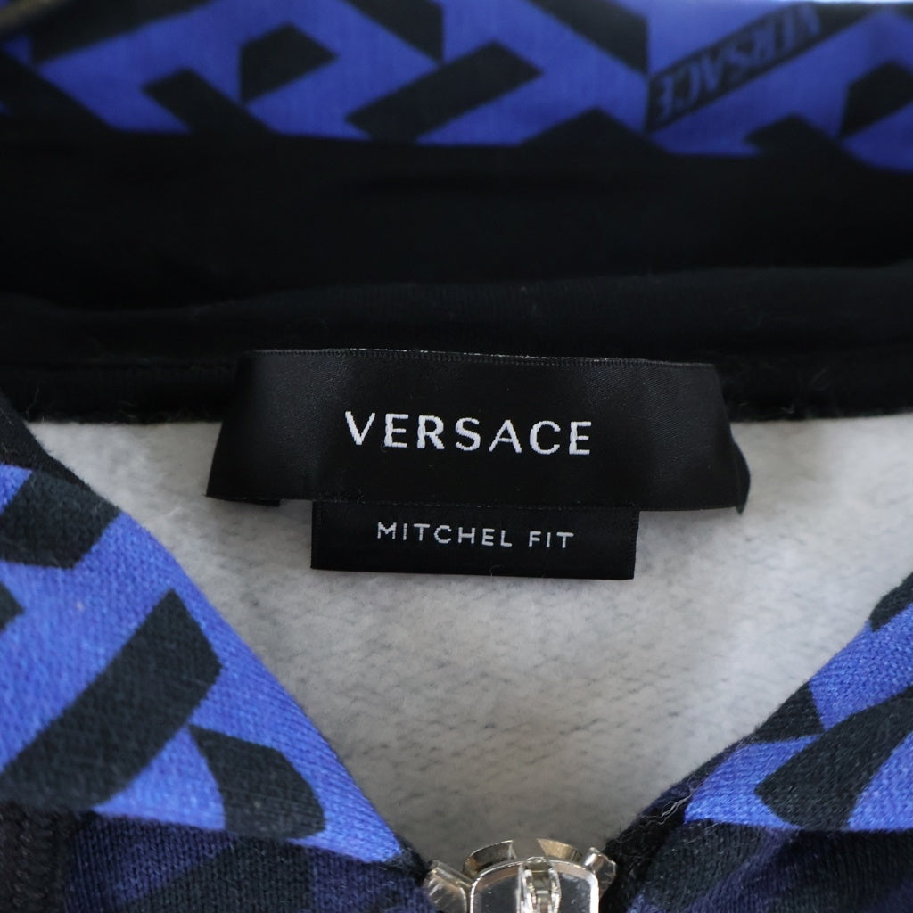GIANNI VERSACE(ジャンニ ヴェルサーチ) La Greca ラ グレカ ジップアップ スウェット フーディ パーカーブルー 1004028