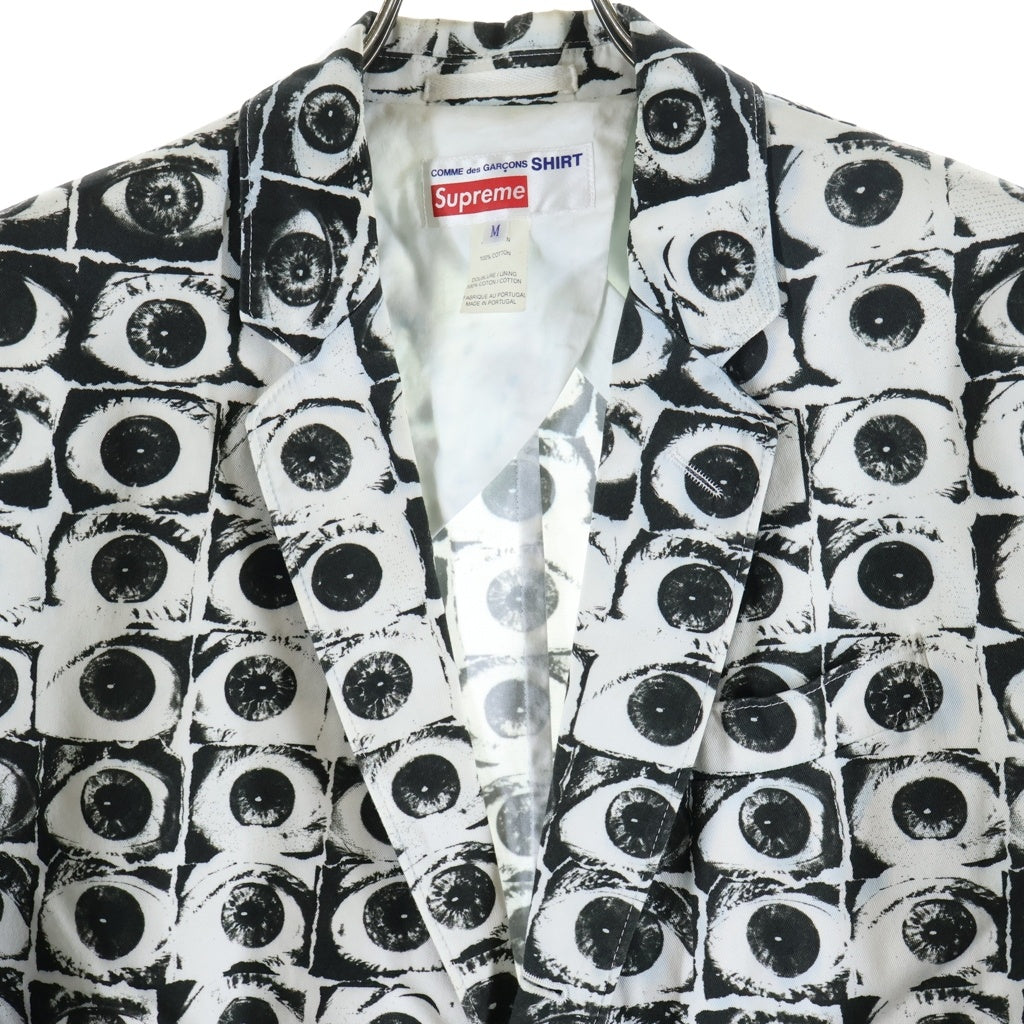 SUPREME(シュプリーム) 17SS ×COMME des GARCONS SHIRT EYE PRINT JACKET ×コム デ ギャルソン・シャツ アイズグラフィックテーラードジャケット ブラック/ホワイト SU1SS17