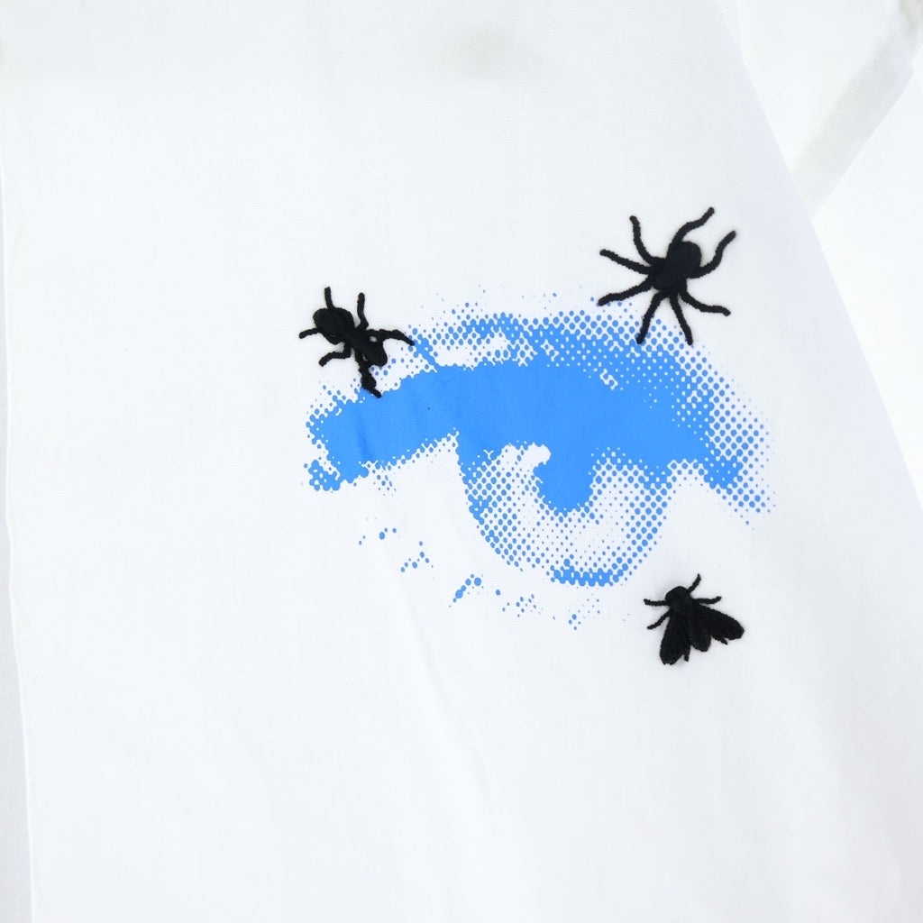 UNDERCOVER(アンダーカバー) 24SS Coブロード半袖シャツ eye BUG em グラフィック プリント エンブロイド 半袖 シャツ ホワイト UP1D4405