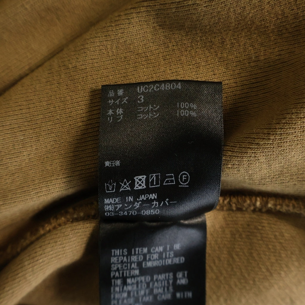 UNDERCOVER(アンダーカバー) 23AW Insideout Pullover Sweat 起毛裏毛裏 パッチデザイン クルーネック スウェット シャツ ブラウン