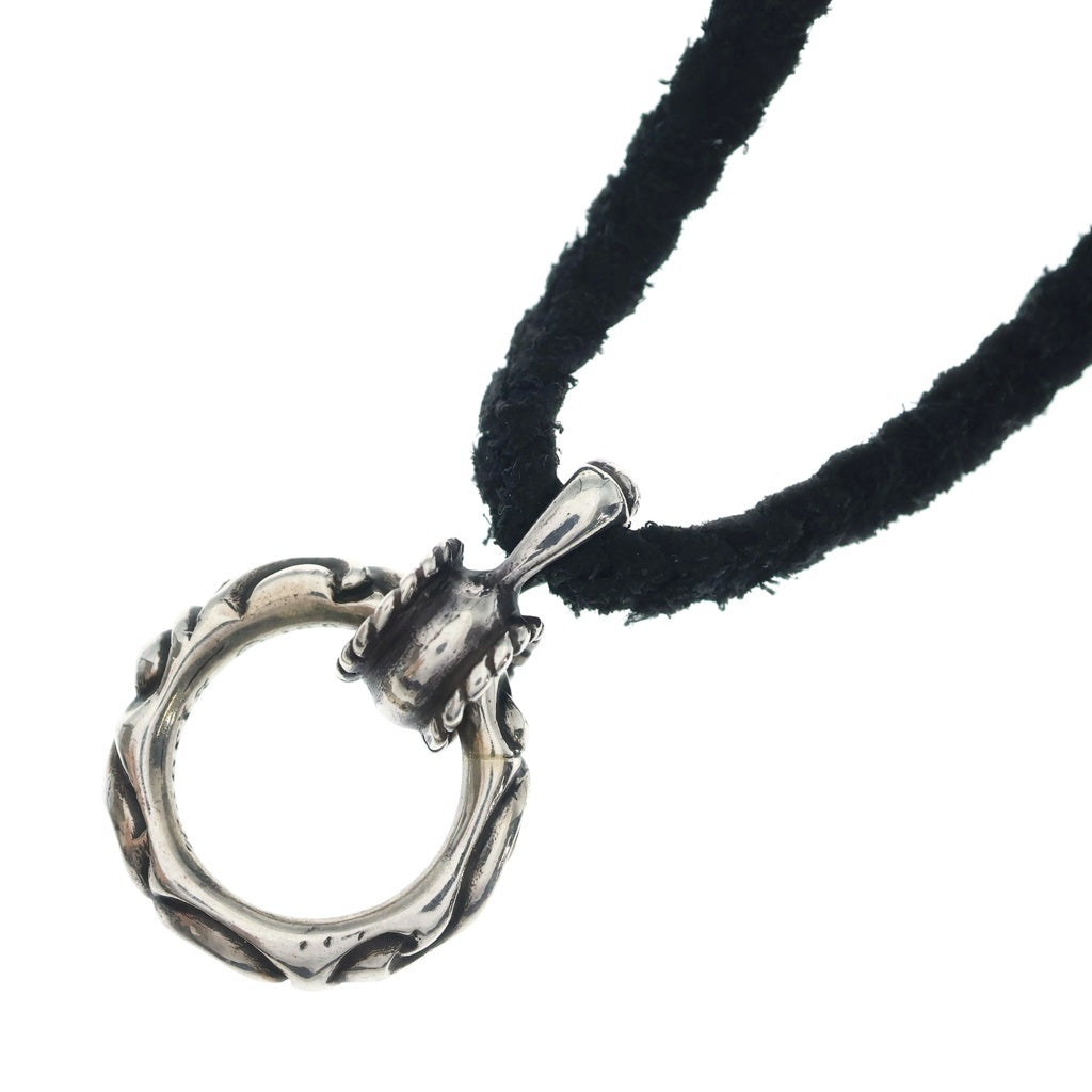CHROME HEARTS(クロムハーツ) EYWR LOOP SCRL BAND アイウェアループ スクロールバンド レザーブレイドネックレス シルバー/ブラック
