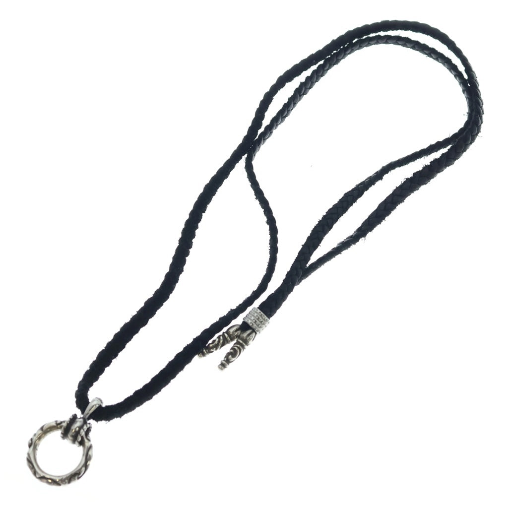 CHROME HEARTS(クロムハーツ) EYWR LOOP SCRL BAND アイウェアループ スクロールバンド レザーブレイドネックレス シルバー/ブラック