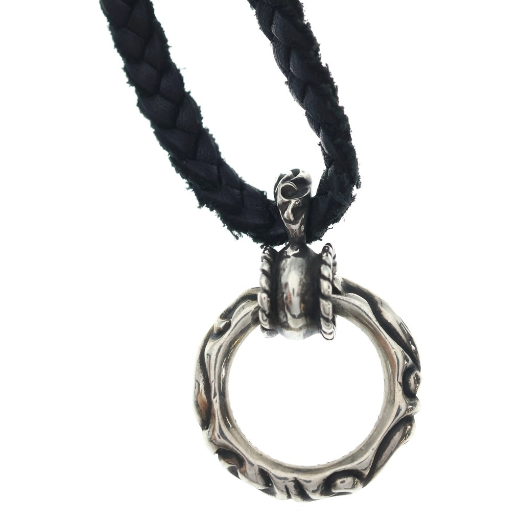 CHROME HEARTS(クロムハーツ) EYWR LOOP SCRL BAND アイウェアループ スクロールバンド レザーブレイドネックレス シルバー/ブラック