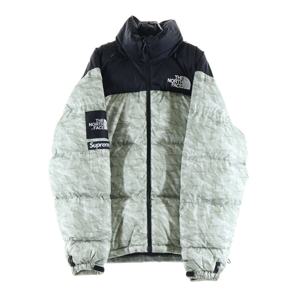 SUPREME(シュプリーム) ×The North Face Nuptse Jacket White Paper Print ×ザノースフェイス ヌプシ ジャケット ホワイトペーパープリント ホワイト/ブラック ND91806I