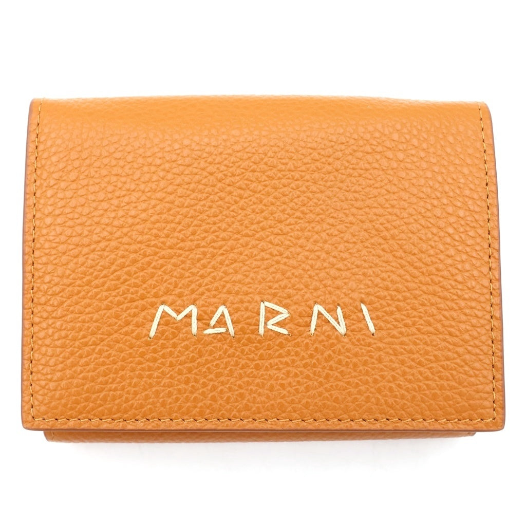 MARNI(マルニ) ステッチロゴ カーフレザー ウォレット 三つ折り財布 ブラウン PFMI0097U0 レディース