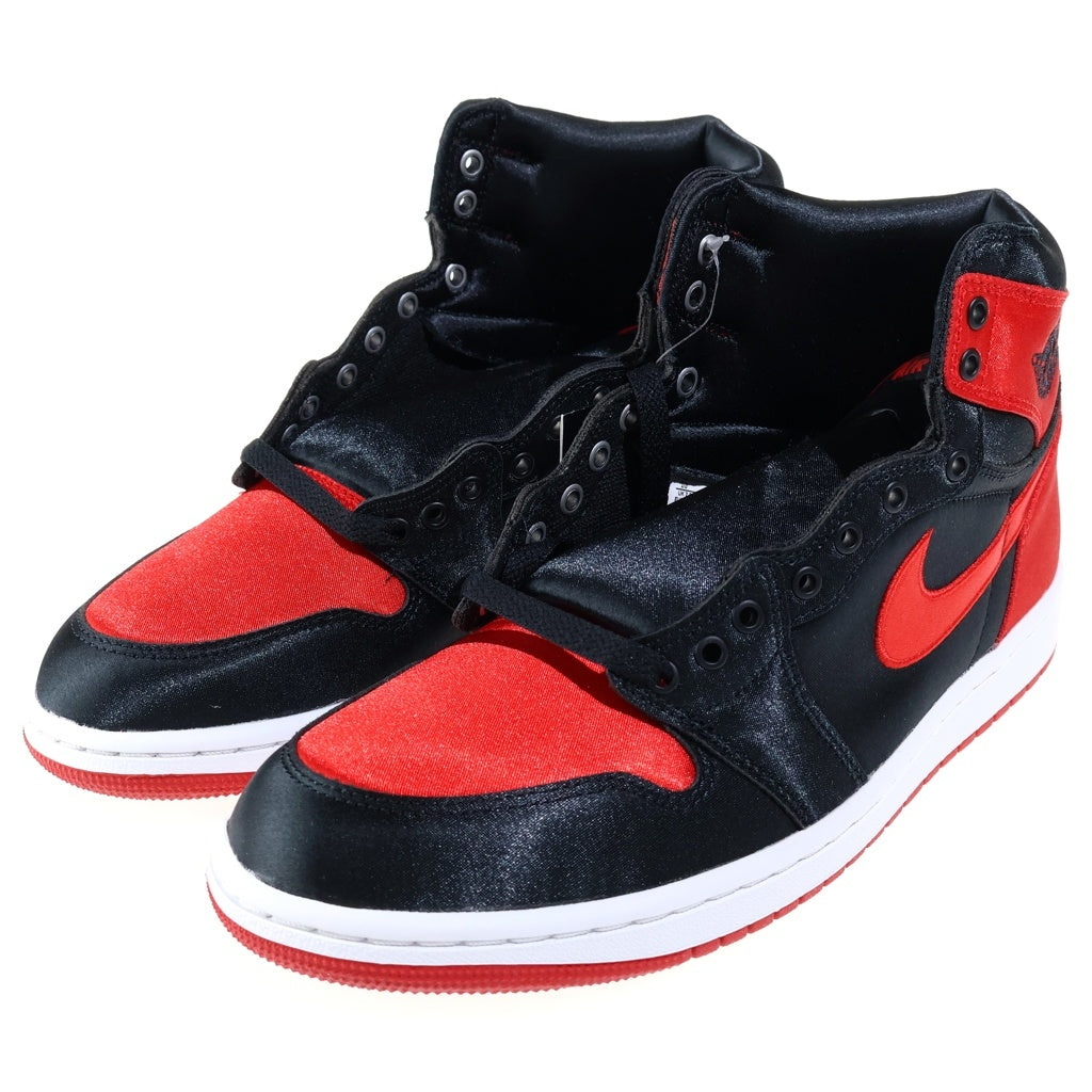 NIKE(ナイキ) WMNS AIR JORDAN 1 RETRO HI OG SATIN BRED ウィメンズ エアジョーダン サテンブレッド ハイカットスニーカー シューズ ブラック/レッド US10/27cm FD4810-061