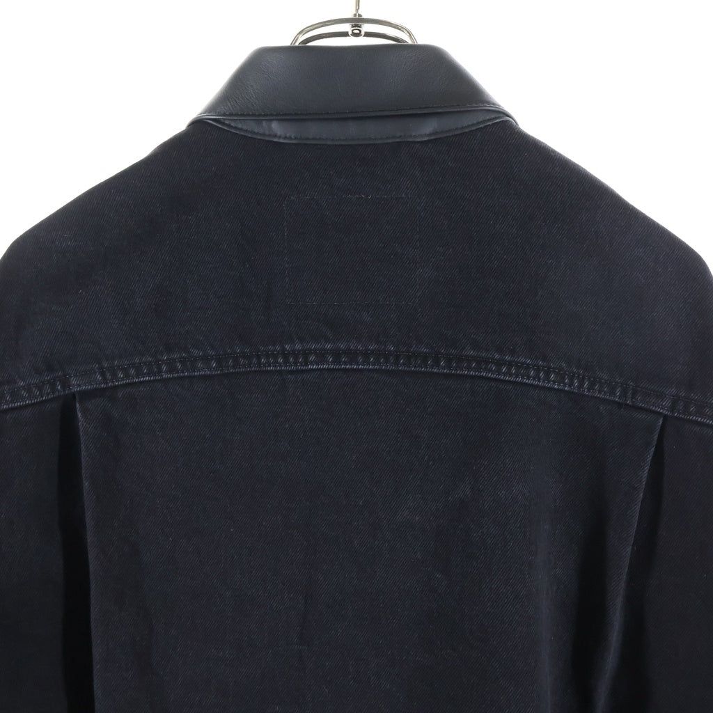 Levi's premium(リーバイスプレミアム) EDIFICE 別注 2nd Type 襟レザー トラッカーデニムジャケット ブラック 007X7-0000