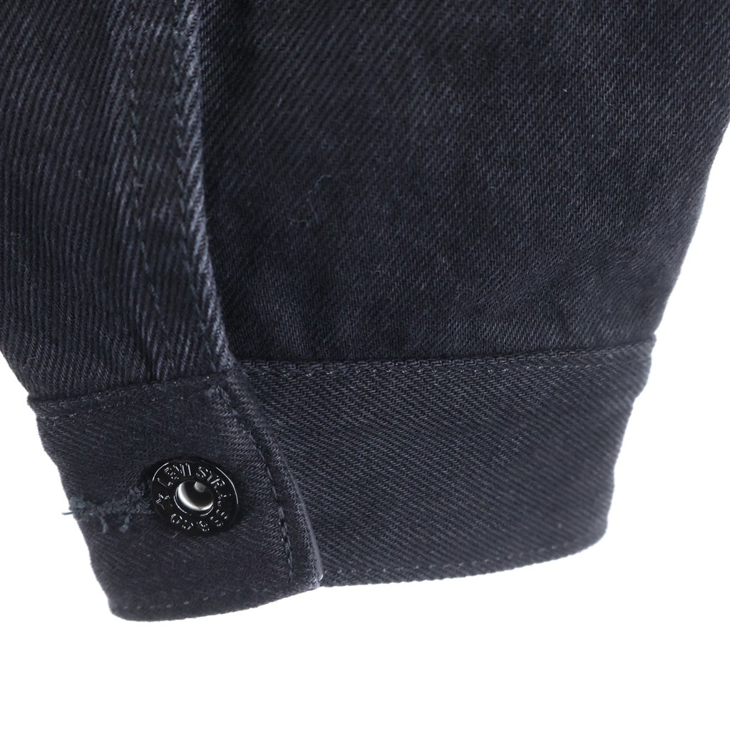 Levi's premium(リーバイスプレミアム) EDIFICE 別注 2nd Type 襟レザー トラッカーデニムジャケット ブラック 007X7-0000