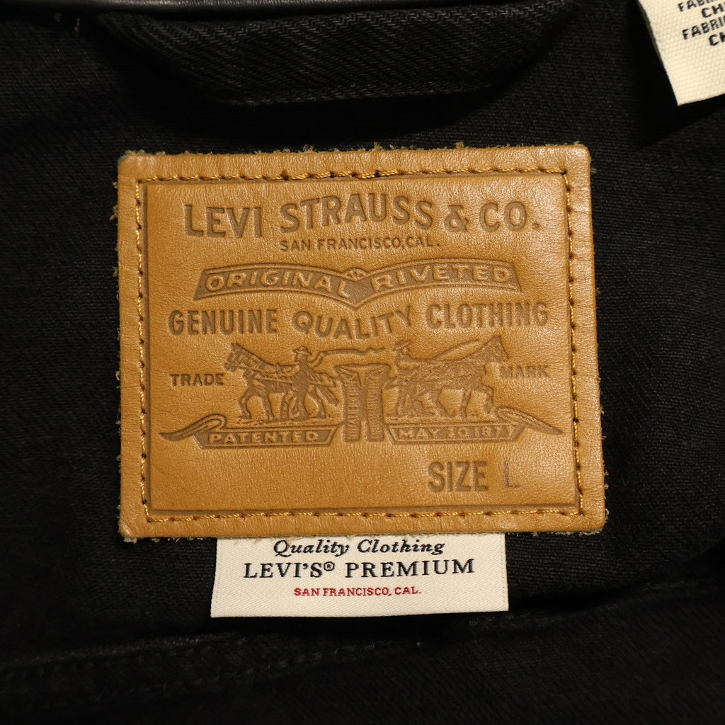 Levi's premium(リーバイスプレミアム) EDIFICE 別注 2nd Type 襟レザー トラッカーデニムジャケット ブラック 007X7-0000