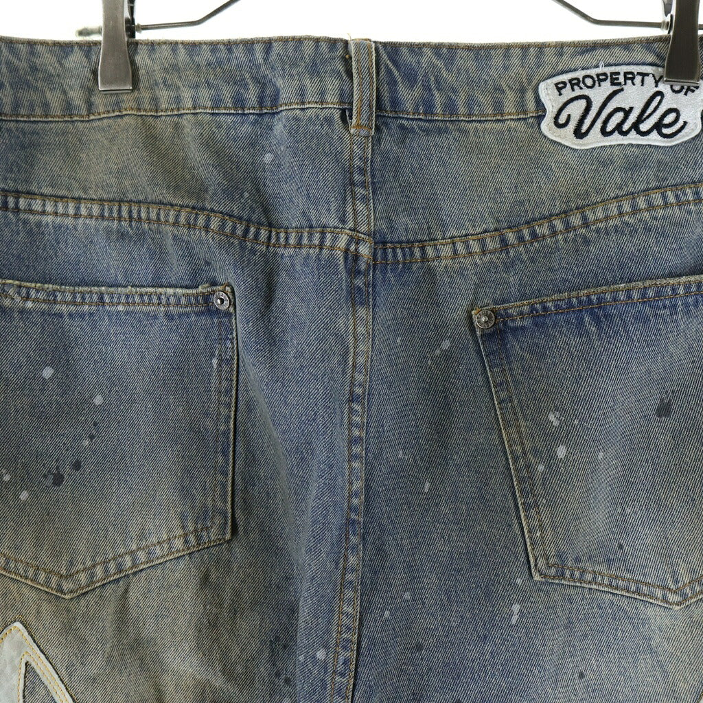 NO BRAND(ノーブランド) Vale Lives Forever ヴェイル・ライブス・フォーエバー Jorts Lucky Charm レザーパッチ デニムショーツ インディゴ