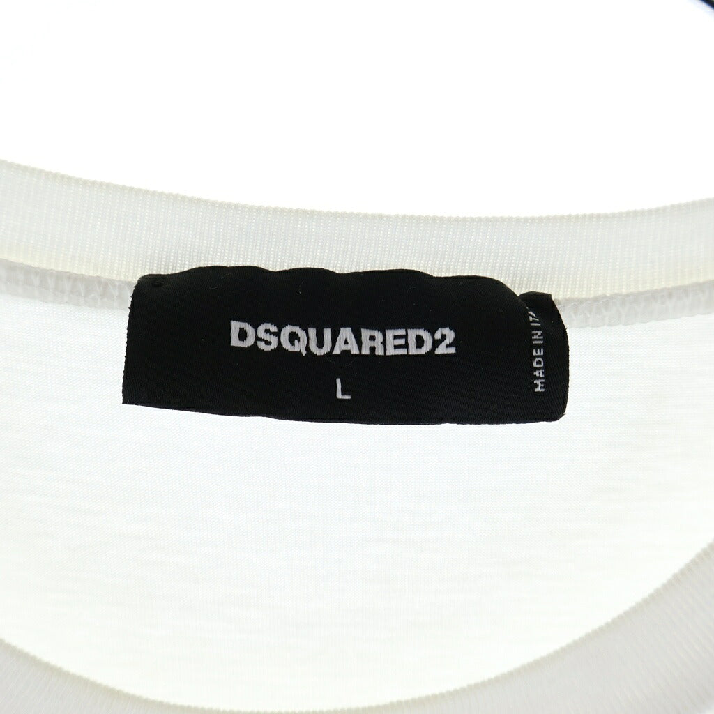 DSQUARED2(ディースクエアード) ボブ マーリー フォト グラフィック プリント クルーネック 半袖 Tシャツ カットソー ホワイト S71GD11270