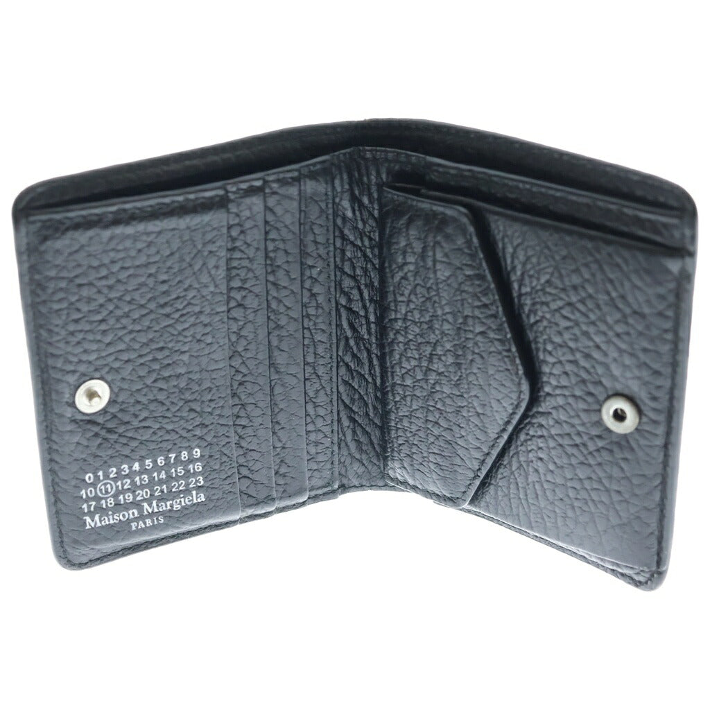 Maison Margiela(メゾンマルジェラ) Compact Bi Fold Wallet コンパクト フォールド ウォレット レザー二つ折り財布 ブラック S56UI0140