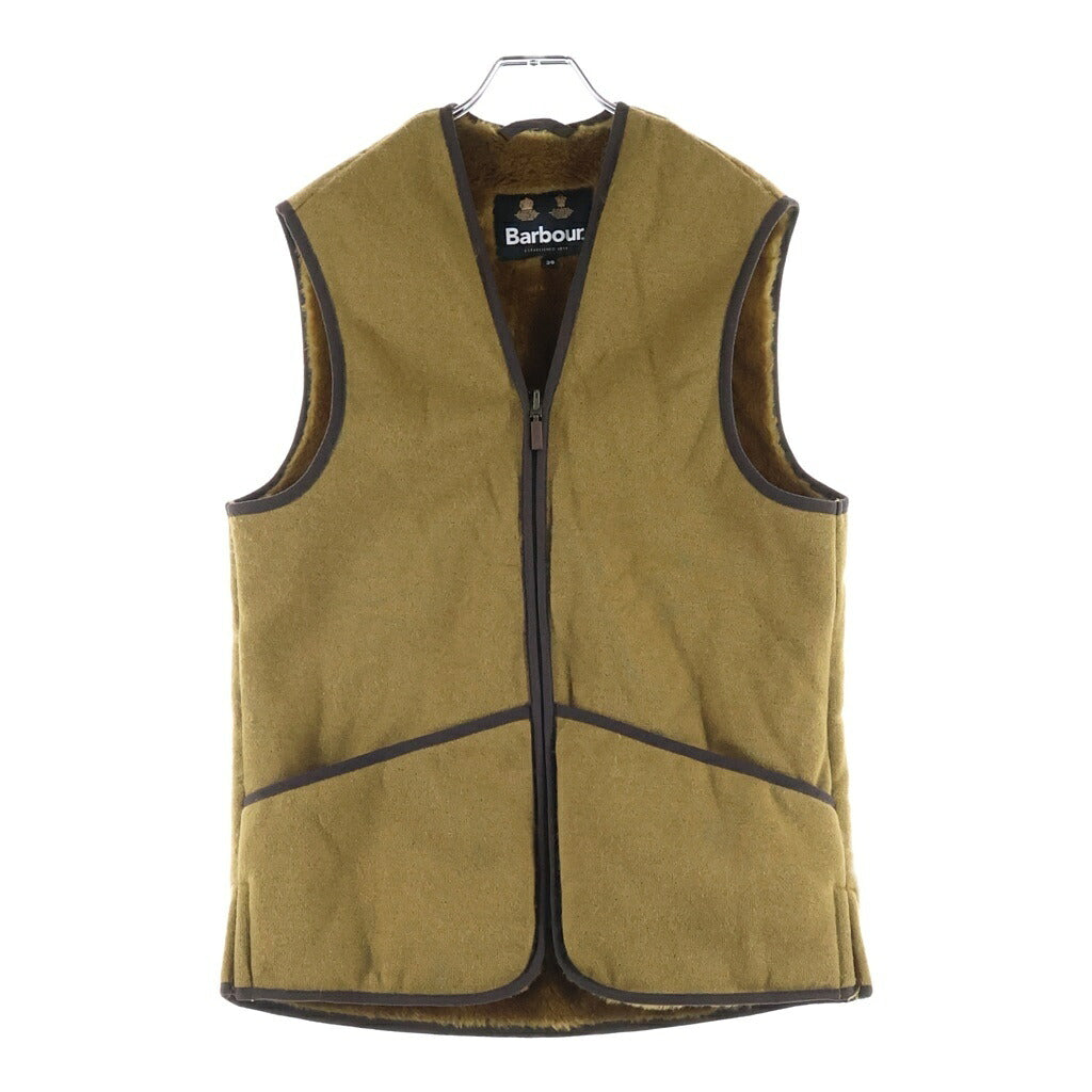 Barbour(バブアー) Warm Pile Waistcoat Zip-In Liner Vest フロントジップ ファー ライナー ベスト ブラウン 232MLI0004