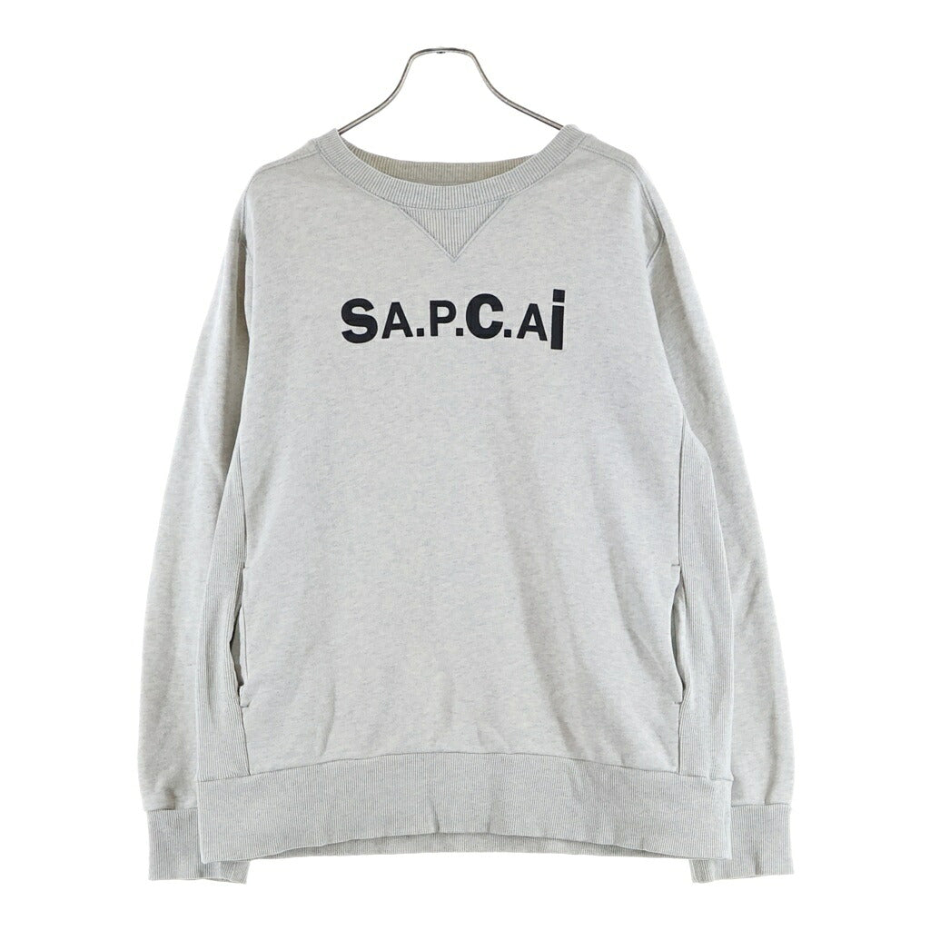 Sacai(サカイ) 21SS ×A.P.C. LOGO PRINT SWEAT CREW アーペーセー フロントロゴプリントスウェットクルーネックプルオーバー スウェットトレーナー グレー 21E2-COEON-M27656