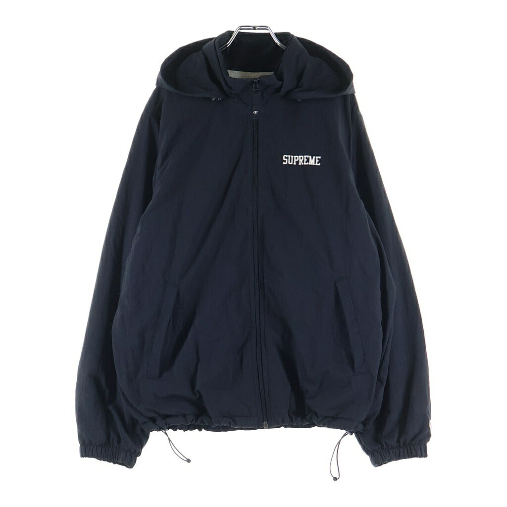 SUPREME(シュプリーム) 18SS ×Champion Track Jacket アーチロゴ プリント ジップアップ フーデット トラック ジャケット ブラック