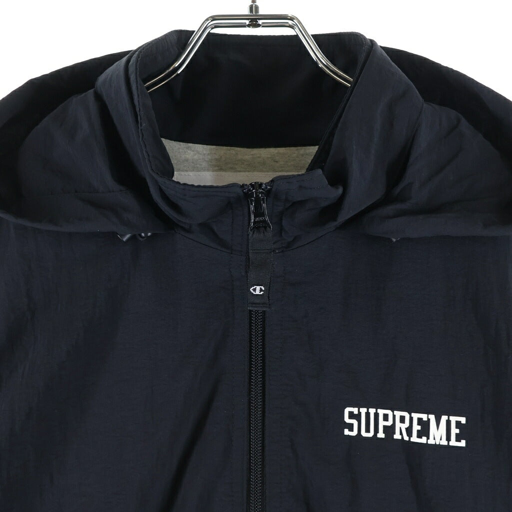 SUPREME(シュプリーム) 18SS ×Champion Track Jacket アーチロゴ プリント ジップアップ フーデット トラック ジャケット ブラック