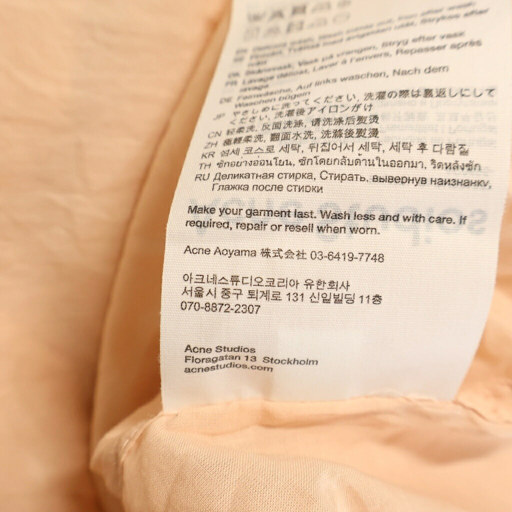 Acne Studios(アクネ ストゥディオズ) エンブロイダリー ロゴ ショート丈 長袖シャツ ブラウス レディース ピンク FN-WN-BLOU001077