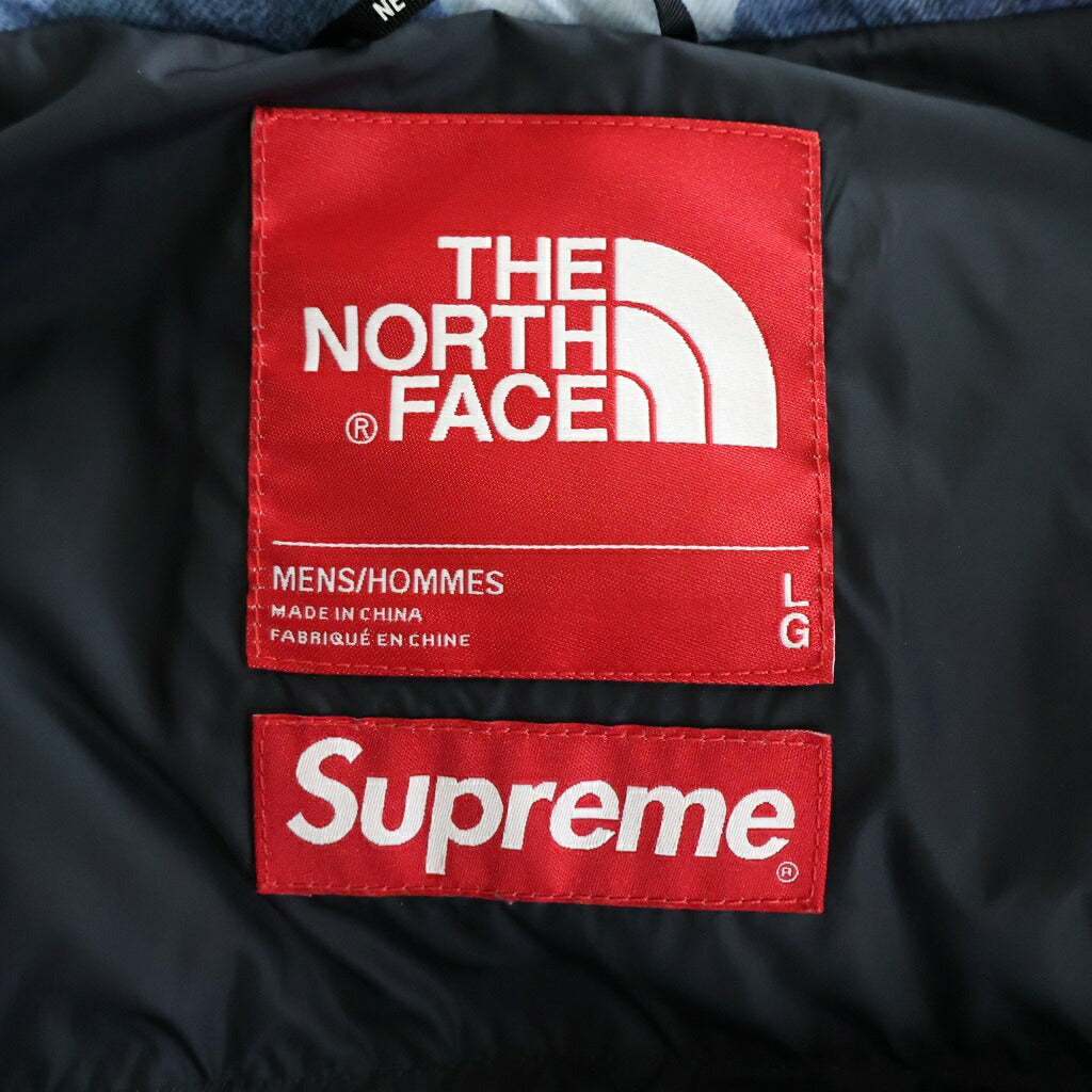 SUPREME(シュプリーム) 21AW Bleached Denim Print Nuptse Jacket ブリーチド デニム プリント ヌプシ パファダウンジャケット ブルー ND521001